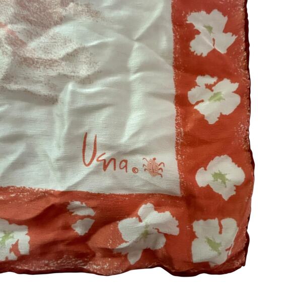 Vena Red White Floral Square Scarf Crab Signature 25" x 25" - Picture 2 of 4